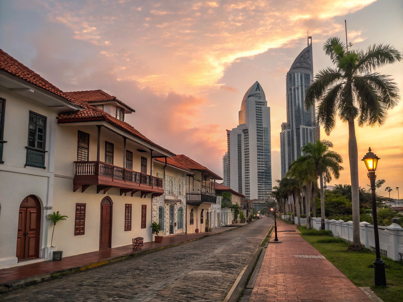 Vista panorámica de propiedades en Panamá al atardecer